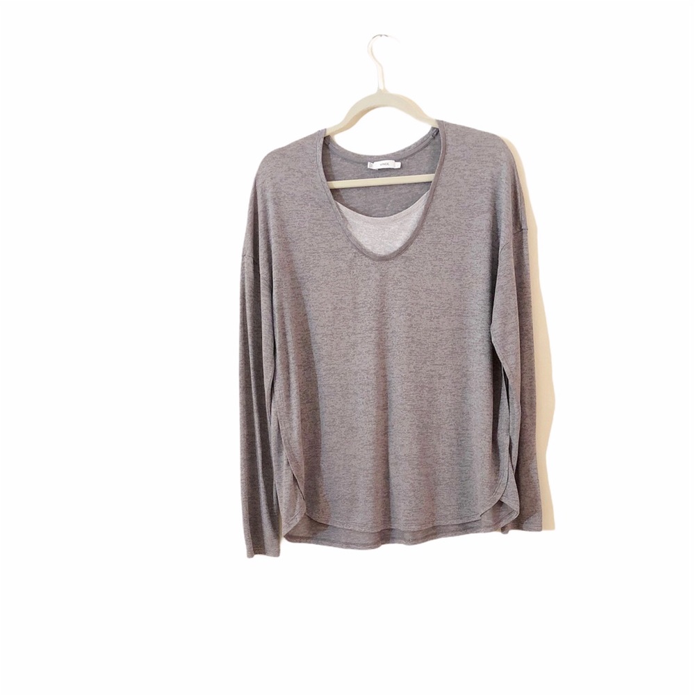 Vince two-tone gray/silver long sleeve tee size L